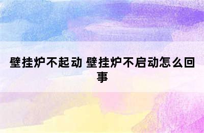 壁挂炉不起动 壁挂炉不启动怎么回事